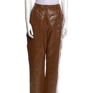 Saks Potts Archival Brown Crocodile Snake Vinyl Trousers Size S Rare